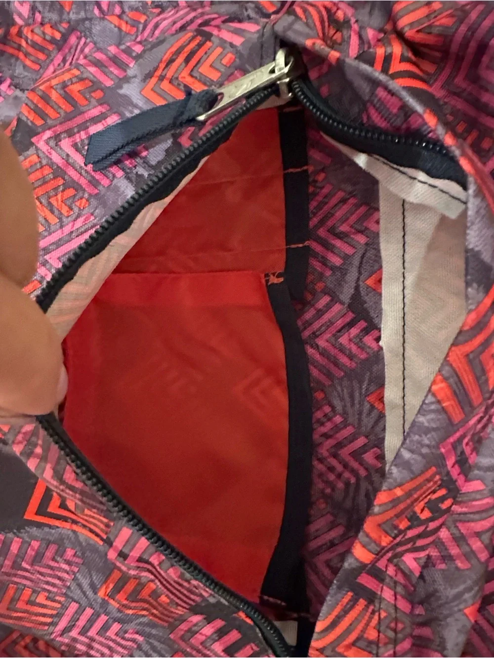 Jansport Pink and Red Geometric Pattern Backpack